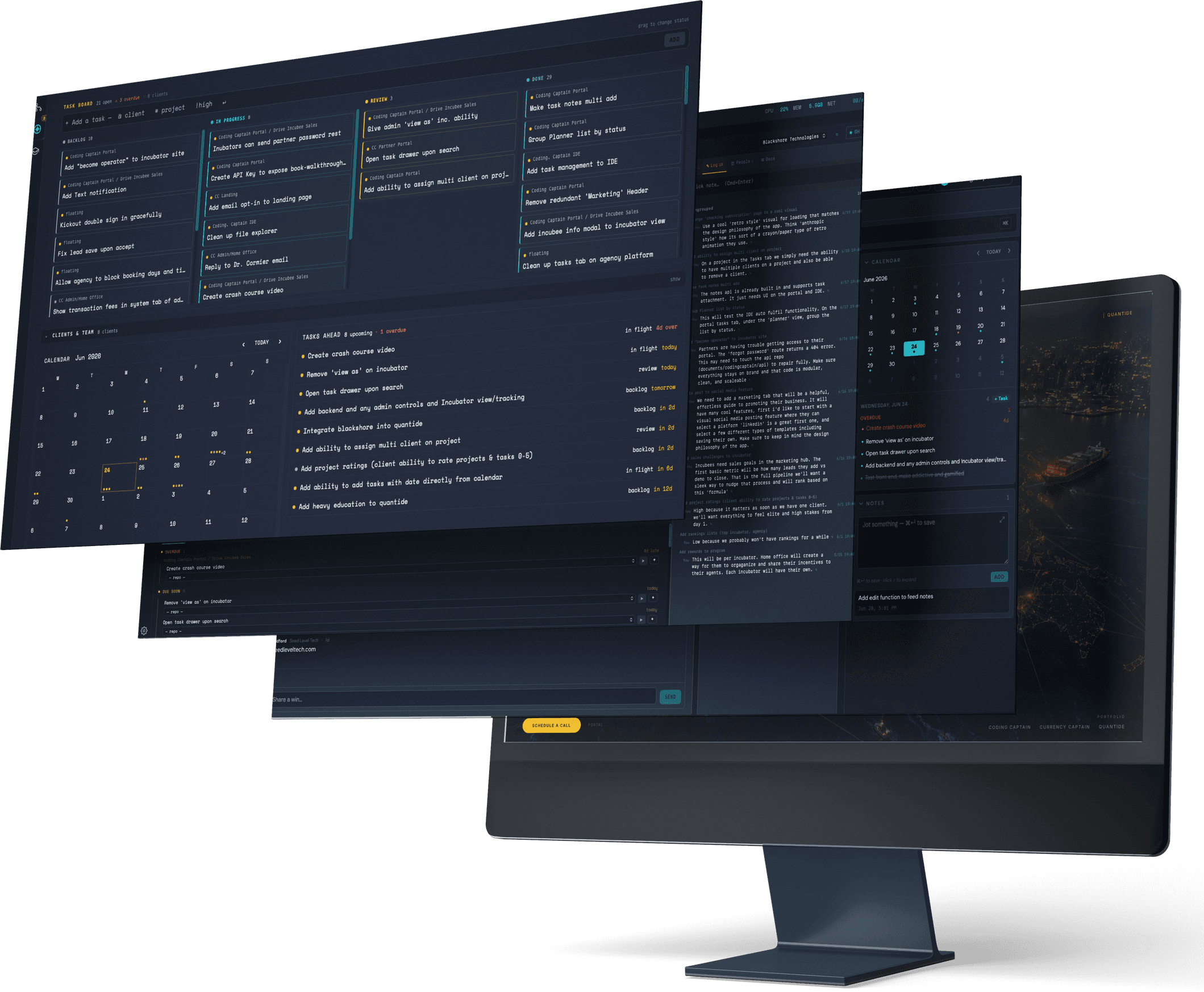 The Coding Captain agency operating platform across desktop workspaces